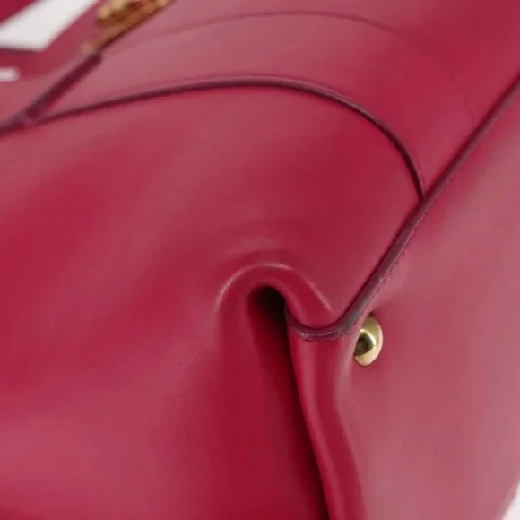 Salvatore Ferragamo Gancini Hand Bag Leather Pink Gold